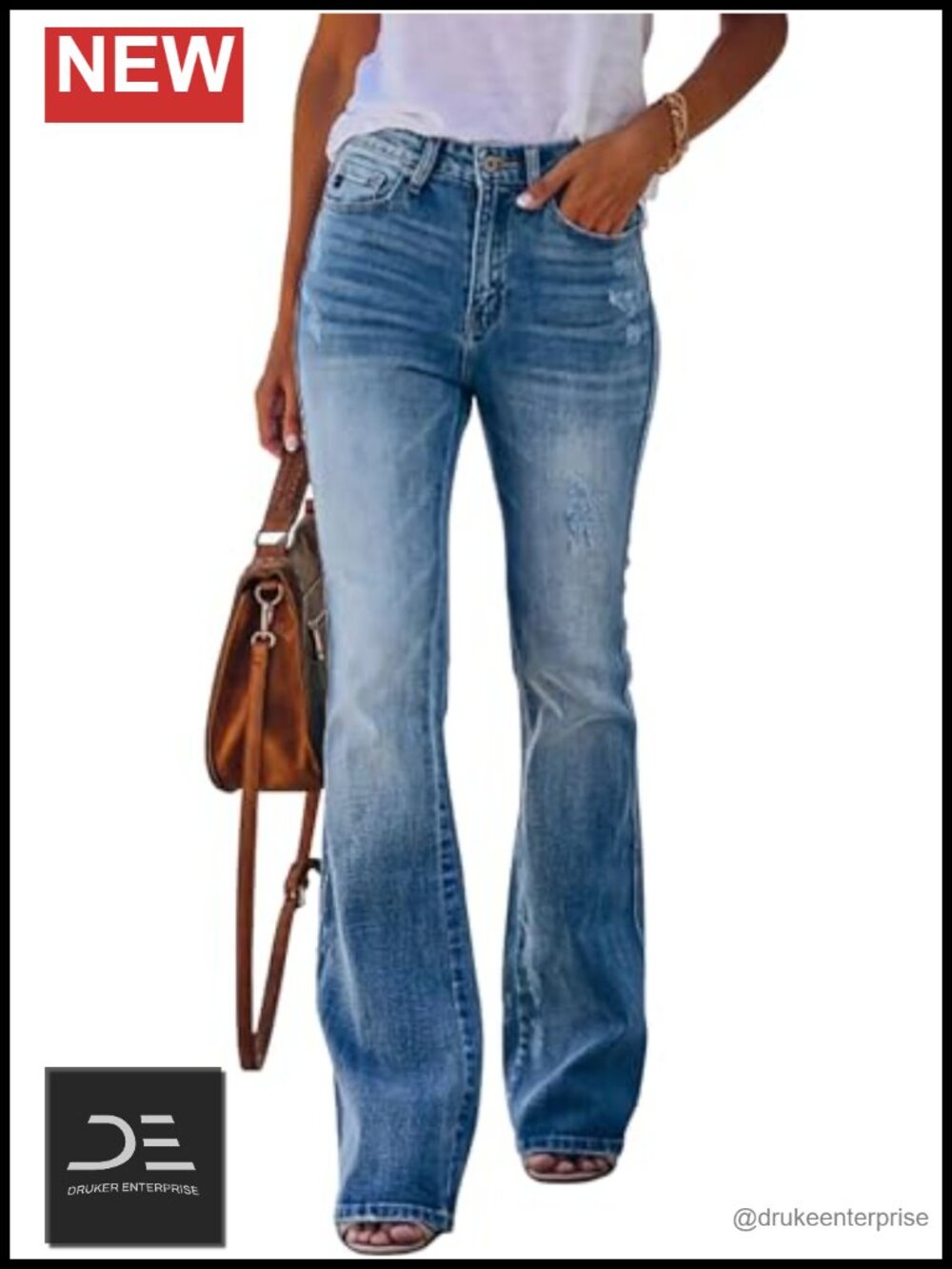 High Waisted Flare Bell Bottom Jeans Wide Leg Stretchy Bootcut Denim